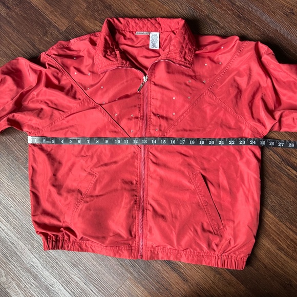 Vintage 90s L Red Cabin Creek Jacket w/ Rhinestones Soft Shell Windbreaker - Picture 8 of 13